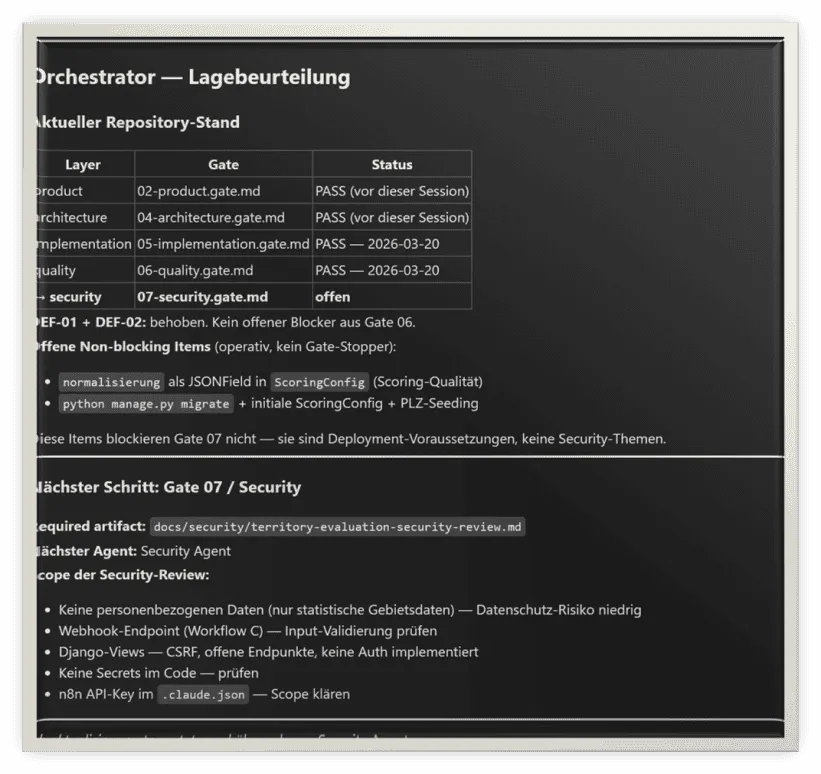 Lagebeurteilung durch Orchestrator-Agent